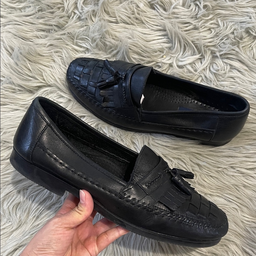 Giorgio Brutini Black Woven Leather Loafers
